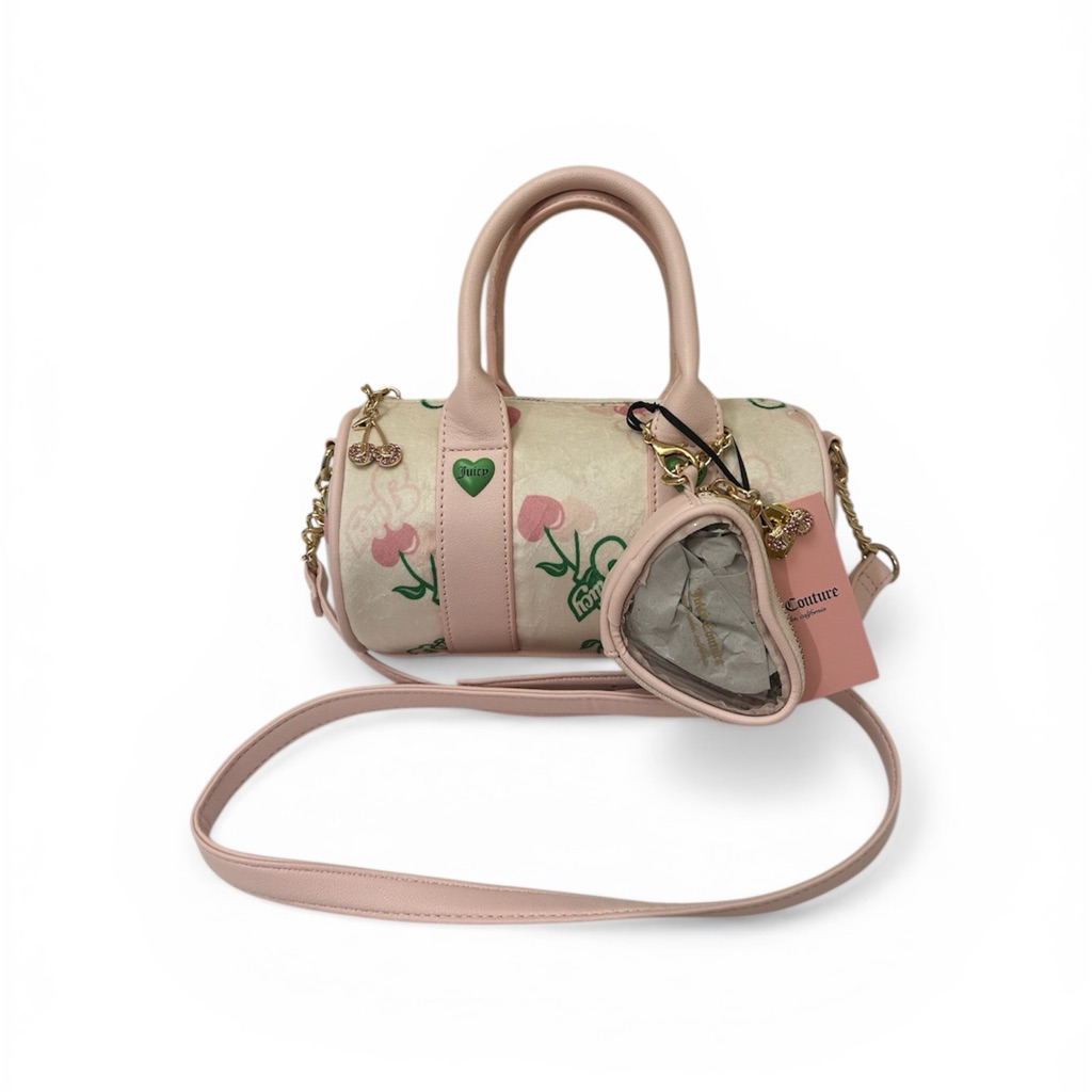 Juicy Couture Retro Juicy Cherry Gelato Mini Bag Cream Pink Multi Barrel New Y2k